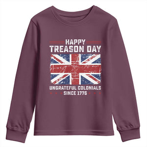 Happy Treason Day Ungrateful Colonials Youth Sweatshirt Funny 4th of July British Flag