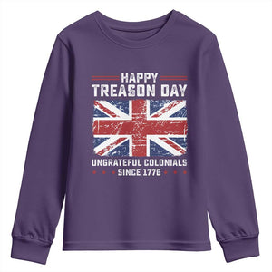 Happy Treason Day Ungrateful Colonials Youth Sweatshirt Funny 4th of July British Flag