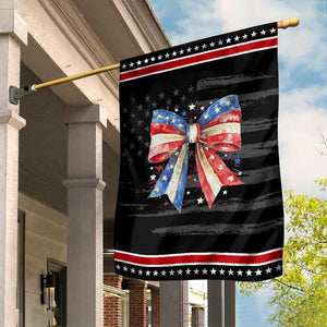 Coquette 4th Of July Garden Flag USA Bow American Flag Red White and Blue TS10 Distressed Black Red Print Your Wear