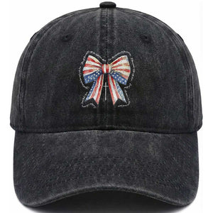 Patriotic Coquette 4th Of July Washed Cotton Baseball Cap God Bless America TS10 Washed Cap Universal Fit Black Print Your Wear