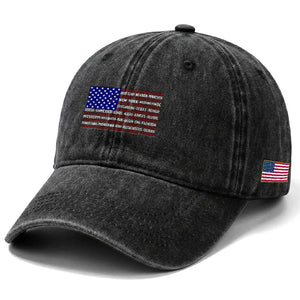 Vintage American Flag Washed Cotton Baseball Cap With States 4th Of July TS10 Print Your Wear