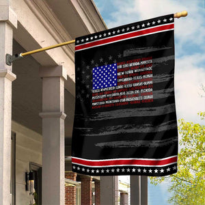 Vintage American Flag Garden Flag With States 4th Of July TS10 Distressed Black Red Print Your Wear