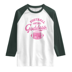Fantasy Football Goddess Raglan Shirt Sports Party Gifts TS10 White Dark Forest Green Print Your Wear