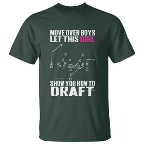 Girls Fantasy Football T Shirt Move Over Boys Draft Party Commish FFL TS10 Dark Forest Green Print Your Wear