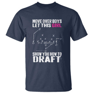 Girls Fantasy Football T Shirt Move Over Boys Draft Party Commish FFL TS10 Navy Print Your Wear