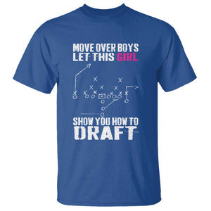 Girls Fantasy Football T Shirt Move Over Boys Draft Party Commish FFL TS10 Royal Blue Print Your Wear