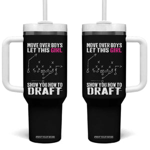 Girls Fantasy Football Tumbler With Handle Move Over Boys Draft Party Commish FFL TS10 One Size: 40 oz Black Print Your Wear