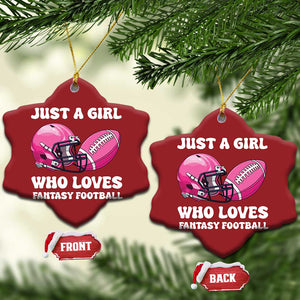 Funny Just A Girl Who Loves Fantasy Football Christmas Ornament TS10 Snow Flake Red Print Your Wear
