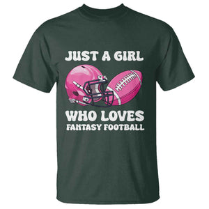 Funny Just A Girl Who Loves Fantasy Football T Shirt TS10 Dark Forest Green Print Your Wear