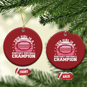 Funny This Girl Is A Fantasy Football Champion Christmas Ornament Retro Champ Champion Draft TS10 Circle Red Print Your Wear