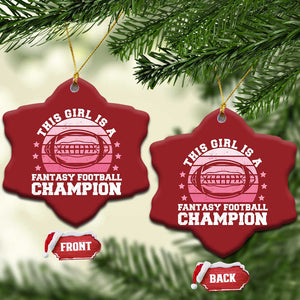 Funny This Girl Is A Fantasy Football Champion Christmas Ornament Retro Champ Champion Draft TS10 Snow Flake Red Print Your Wear