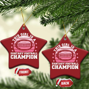 Funny This Girl Is A Fantasy Football Champion Christmas Ornament Retro Champ Champion Draft TS10 Star Red Print Your Wear