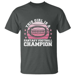 Funny This Girl Is A Fantasy Football Champion T Shirt Retro Champ Champion Draft TS10 Dark Heather Print Your Wear