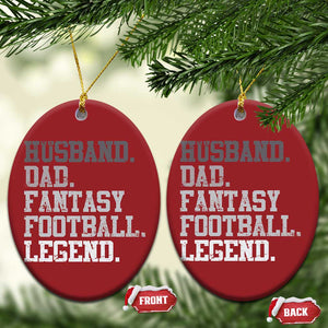 Husband Dad Fantasy Football Legend Christmas Ornament Retro Fathers Day TS10 Oval Red Print Your Wear