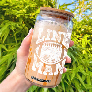 Football Linemen Glass Can Vintage Offensive Lineman TS10 Black Print Your Wear