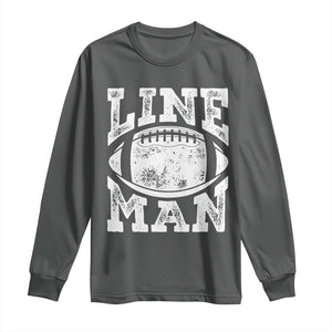 Football Linemen Long Sleeve Shirt Vintage Offensive Lineman TS10 Dark Heather Print Your Wear