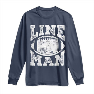 Football Linemen Long Sleeve Shirt Vintage Offensive Lineman TS10 Navy Print Your Wear