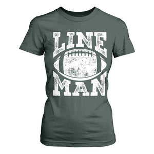 Football Linemen T Shirt For Women Vintage Offensive Lineman TS10 Dark Forest Green Print Your Wear