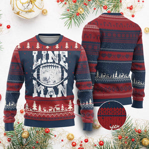 Football Linemen Knit Sweatshirt Vintage Offensive Lineman TS10 Burgundy Print Your Wear