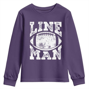 Football Linemen Youth Sweatshirt Vintage Offensive Lineman TS10 Purple Print Your Wear