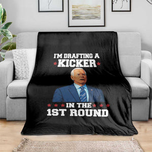 Funny Fantasy Football Throw Blanket Joe Biden Confused Drafting Kicker Draft Party TS10 Print Your Wear