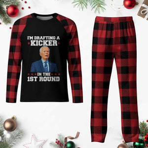 Funny Fantasy Football Plaid Pajama Set Joe Biden Confused Drafting Kicker Draft Party TS10 Buffalo Plaid Print Your Wear