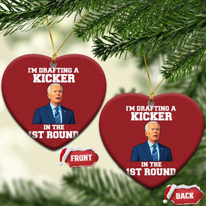 Funny Fantasy Football Christmas Ornament Joe Biden Confused Drafting Kicker Draft Party TS10 Heart Red Print Your Wear