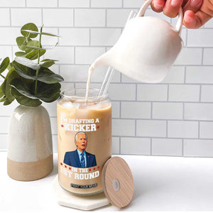 Funny Fantasy Football Glass Can Joe Biden Confused Drafting Kicker Draft Party TS10 Print Your Wear