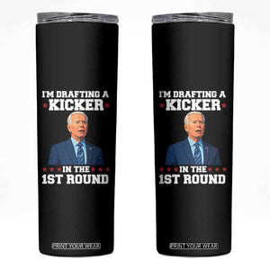 Funny Fantasy Football Skinny Tumbler Joe Biden Confused Drafting Kicker Draft Party TS10 Black Print Your Wear