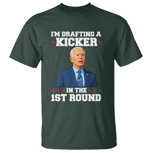 Funny Fantasy Football T Shirt Joe Biden Confused Drafting Kicker Draft Party TS10 Dark Forest Green Print Your Wear