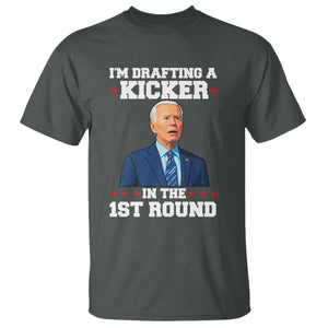 Funny Fantasy Football T Shirt Joe Biden Confused Drafting Kicker Draft Party TS10 Dark Heather Print Your Wear
