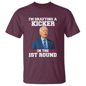 Funny Fantasy Football T Shirt Joe Biden Confused Drafting Kicker Draft Party TS10 Maroon Print Your Wear