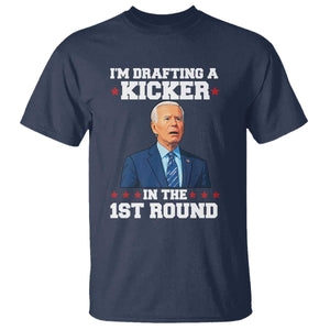 Funny Fantasy Football T Shirt Joe Biden Confused Drafting Kicker Draft Party TS10 Navy Print Your Wear