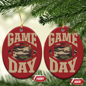 Game Day Football Christmas Ornament Funny Sunday Retro Camo Camouflage TS10 Oval Red Print Your Wear