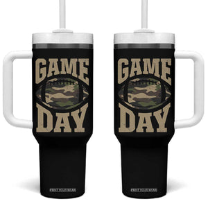 Game Day Football Tumbler With Handle Funny Sunday Retro Camo Camouflage TS10 One Size: 40 oz Black Print Your Wear