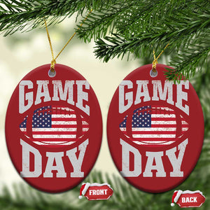Game Day Football Christmas Ornament Funny Sunday Retro Patriotic American Flag TS10 Oval Red Print Your Wear