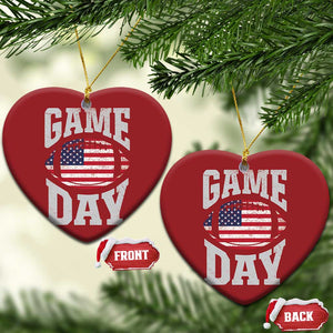 Game Day Football Christmas Ornament Funny Sunday Retro Patriotic American Flag TS10 Heart Red Print Your Wear