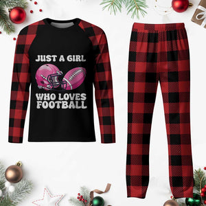 Funny Just A Girl Who Loves Football Plaid Pajama Set TS10 Buffalo Plaid Print Your Wear