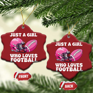 Funny Just A Girl Who Loves Football Christmas Ornament TS10 Snow Flake Red Print Your Wear
