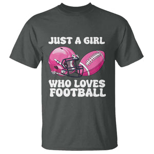 Funny Just A Girl Who Loves Football T Shirt TS10 Dark Heather Print Your Wear