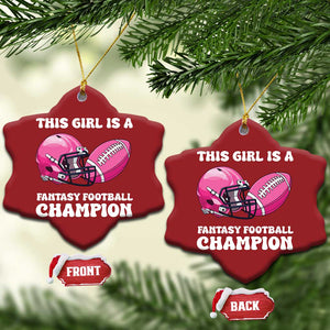 This Girl Is A Fantasy Football Champion Christmas Ornament Funny Champ Champion Draft TS10 Snow Flake Red Print Your Wear