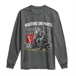 Funny Waiting On Parts Mechanic Skeleton Auto Repair Life Long Sleeve Shirt TS10 Dark Heather Print Your Wear