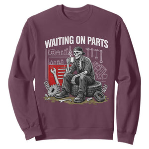 Funny Waiting On Parts Mechanic Skeleton Auto Repair Life Sweatshirt TS10 Maroon Print Your Wear