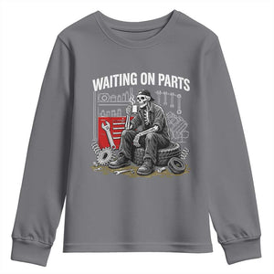 Funny Waiting On Parts Mechanic Skeleton Auto Repair Life Youth Sweatshirt TS10 Charcoal Print Your Wear