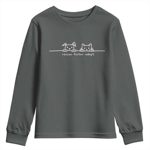 Rescue Dog Cat Youth Sweatshirt Adopt Rescue Foster Animal Shelter Volunteer TS10 Dark Heather Print Your Wear