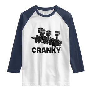 Cranky Car Engine Crankshaft Cars Lover Raglan Shirt Mechanics Father Day TS10 White Navy Print Your Wear