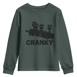 Cranky Car Engine Crankshaft Cars Lover Youth Sweatshirt Mechanics Father Day TS10 Dark Forest Green Print Your Wear