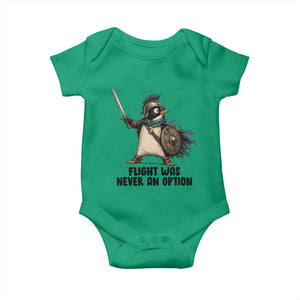 Flight Was Never An Option Funny Penguin Baby Onesie Sarcastic Dark Humor Animal TS10 Irish Green Print Your Wear