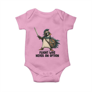 Flight Was Never An Option Funny Penguin Baby Onesie Sarcastic Dark Humor Animal TS10 Light Pink Print Your Wear