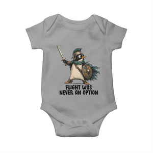 Flight Was Never An Option Funny Penguin Baby Onesie Sarcastic Dark Humor Animal TS10 Sport Gray Print Your Wear